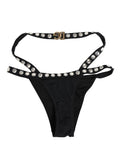 Bas de bikini Dolce & Gabbana noir orné de cristaux