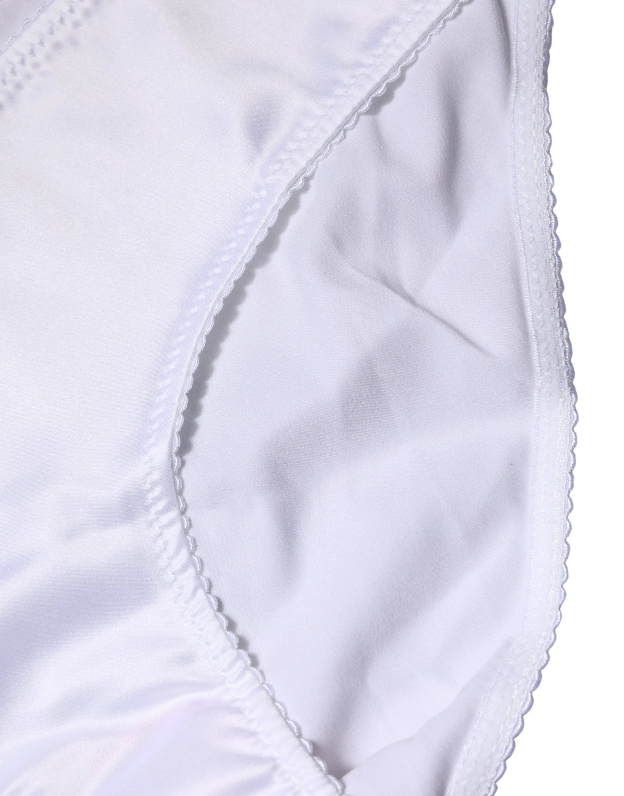 Dolce & Gabbana White Silk Stretch Mid Waist Brief Panty Underwear