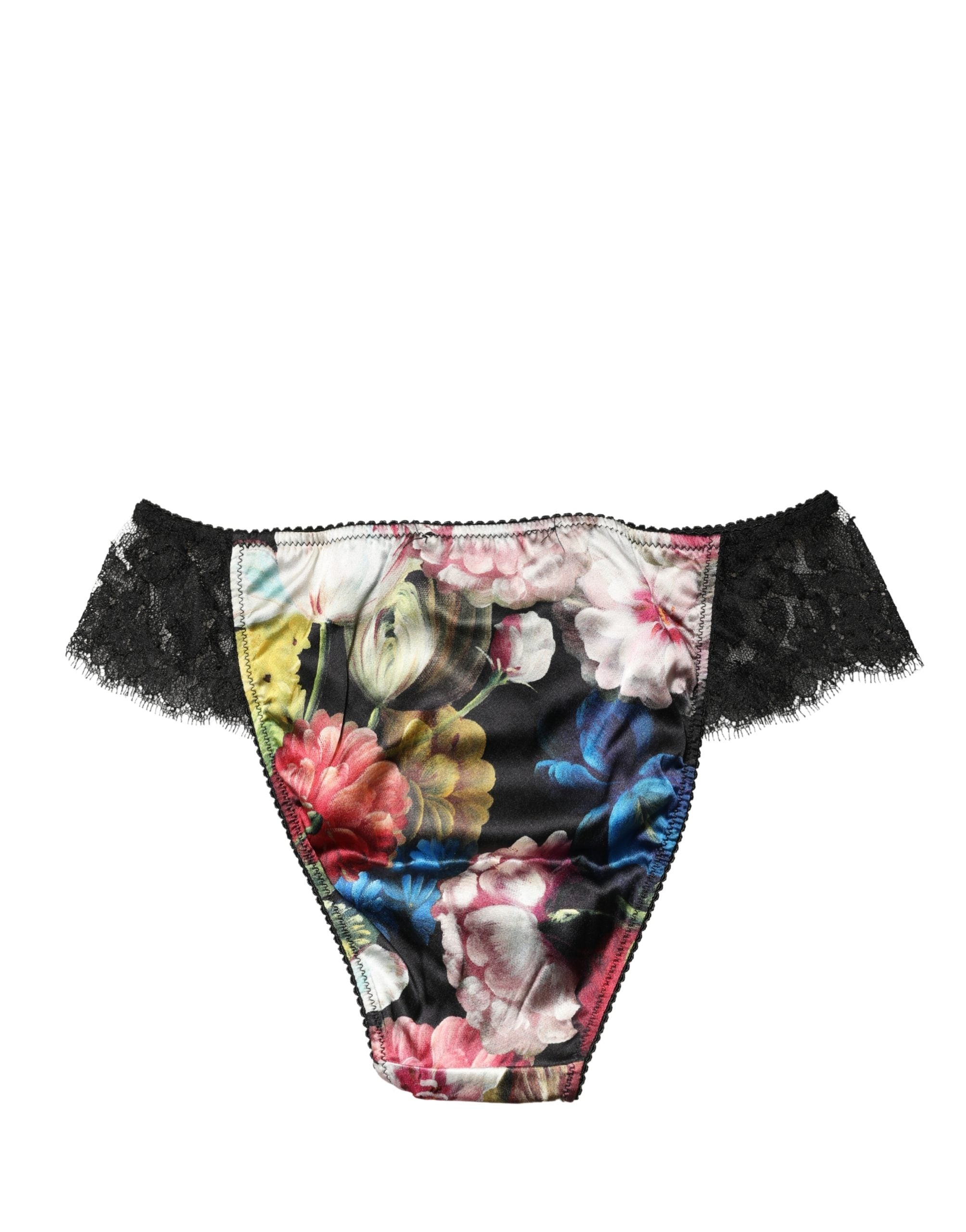 Culotte taille mi-haute en dentelle florale noire Dolce & Gabbana