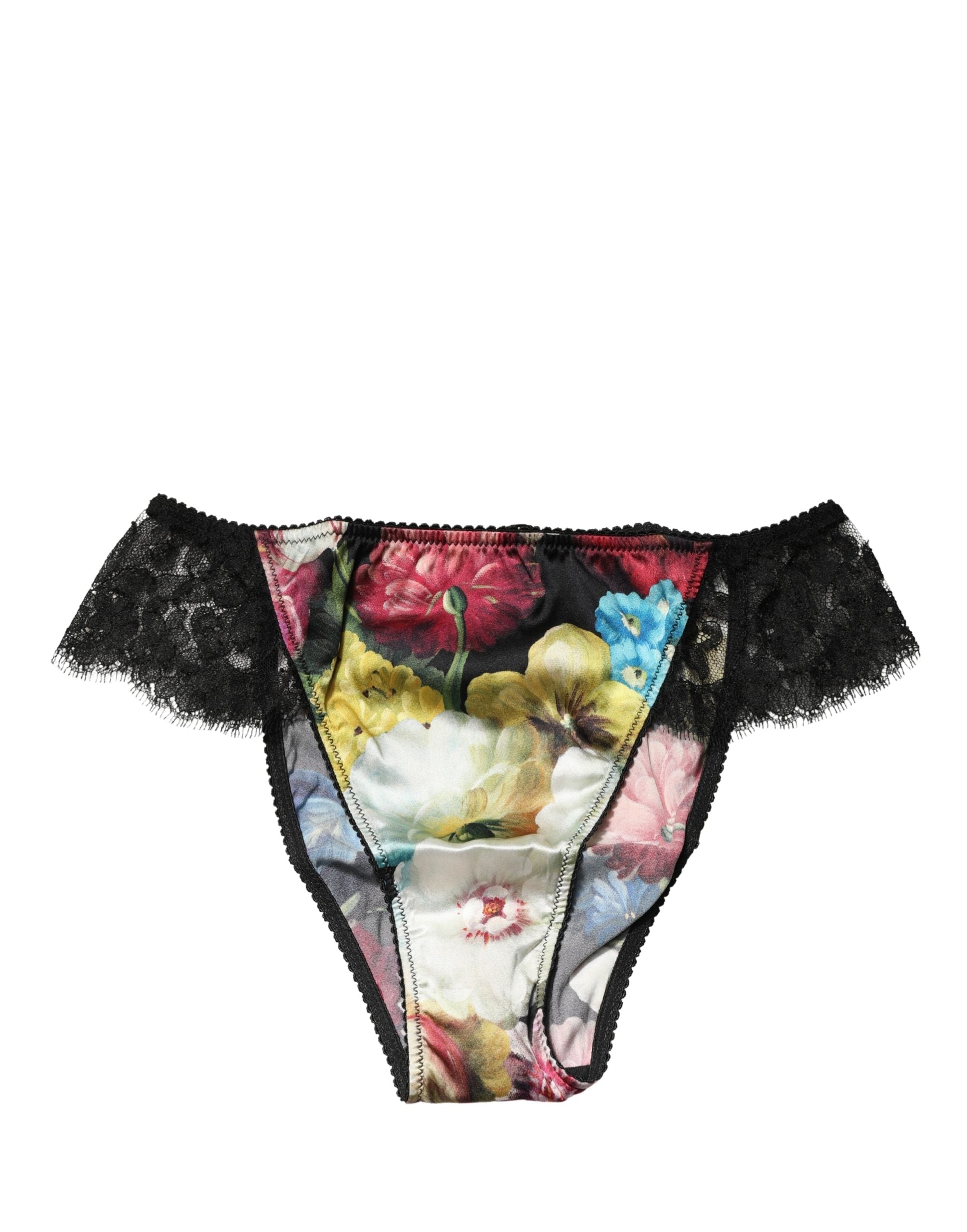 Culotte taille mi-haute en dentelle florale noire Dolce & Gabbana