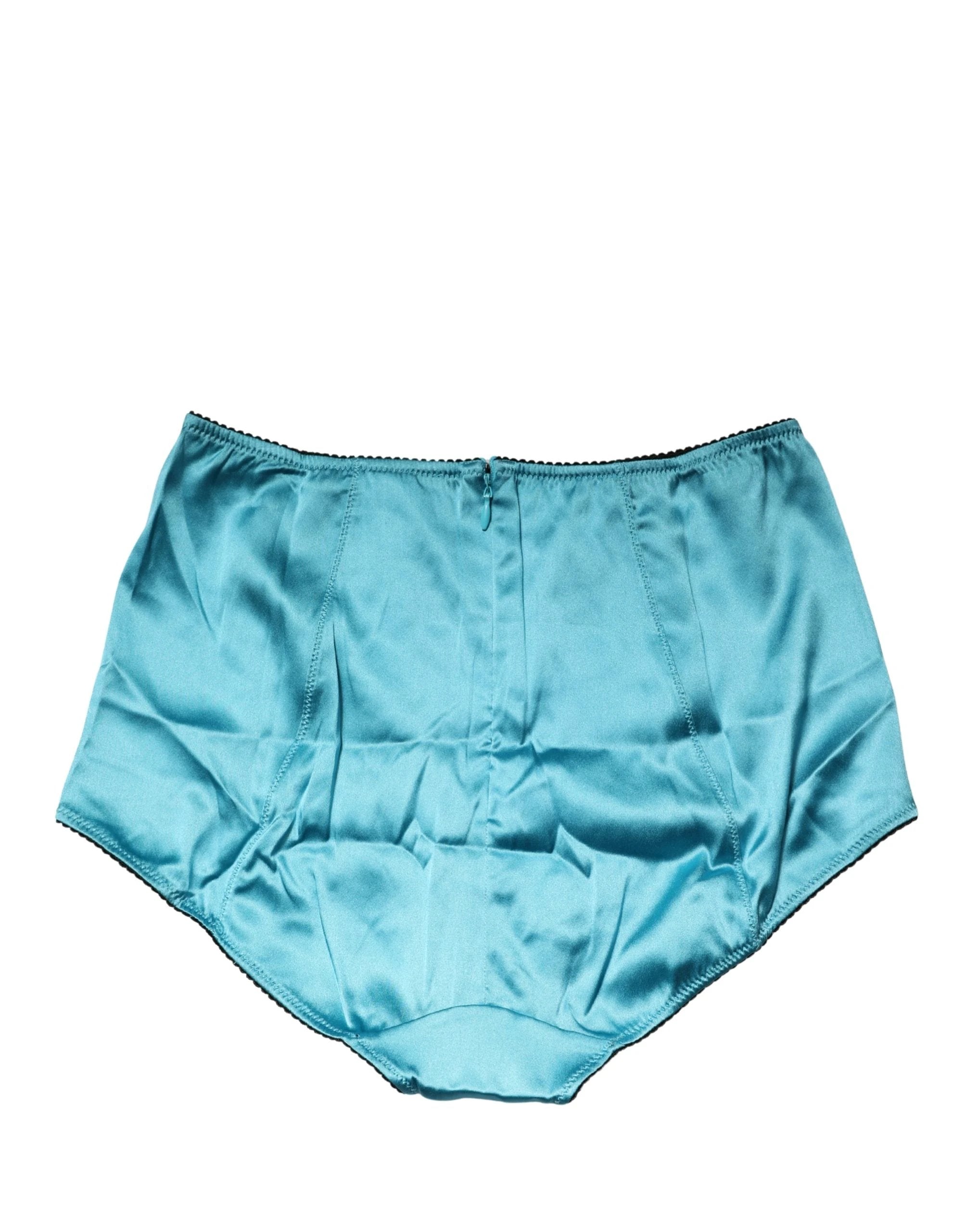 Sous-vêtement culotte gainante taille haute en mélange de soie bleue Dolce & Gabbana