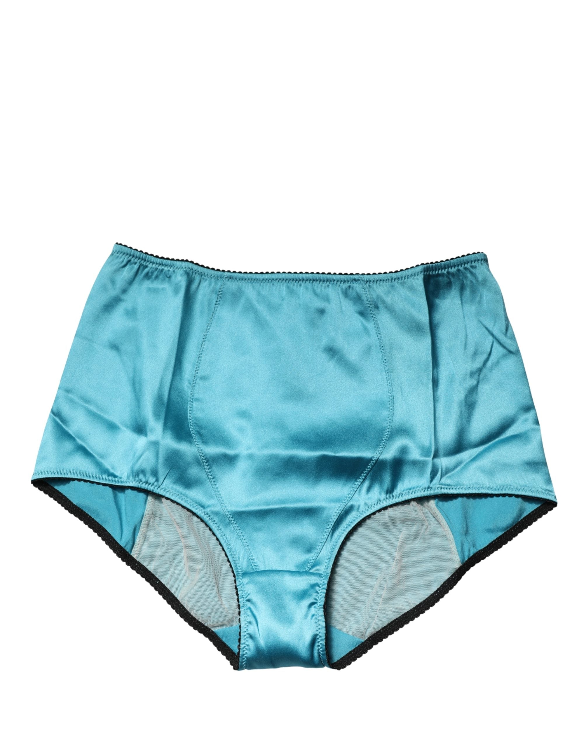 Sous-vêtement culotte gainante taille haute en mélange de soie bleue Dolce & Gabbana
