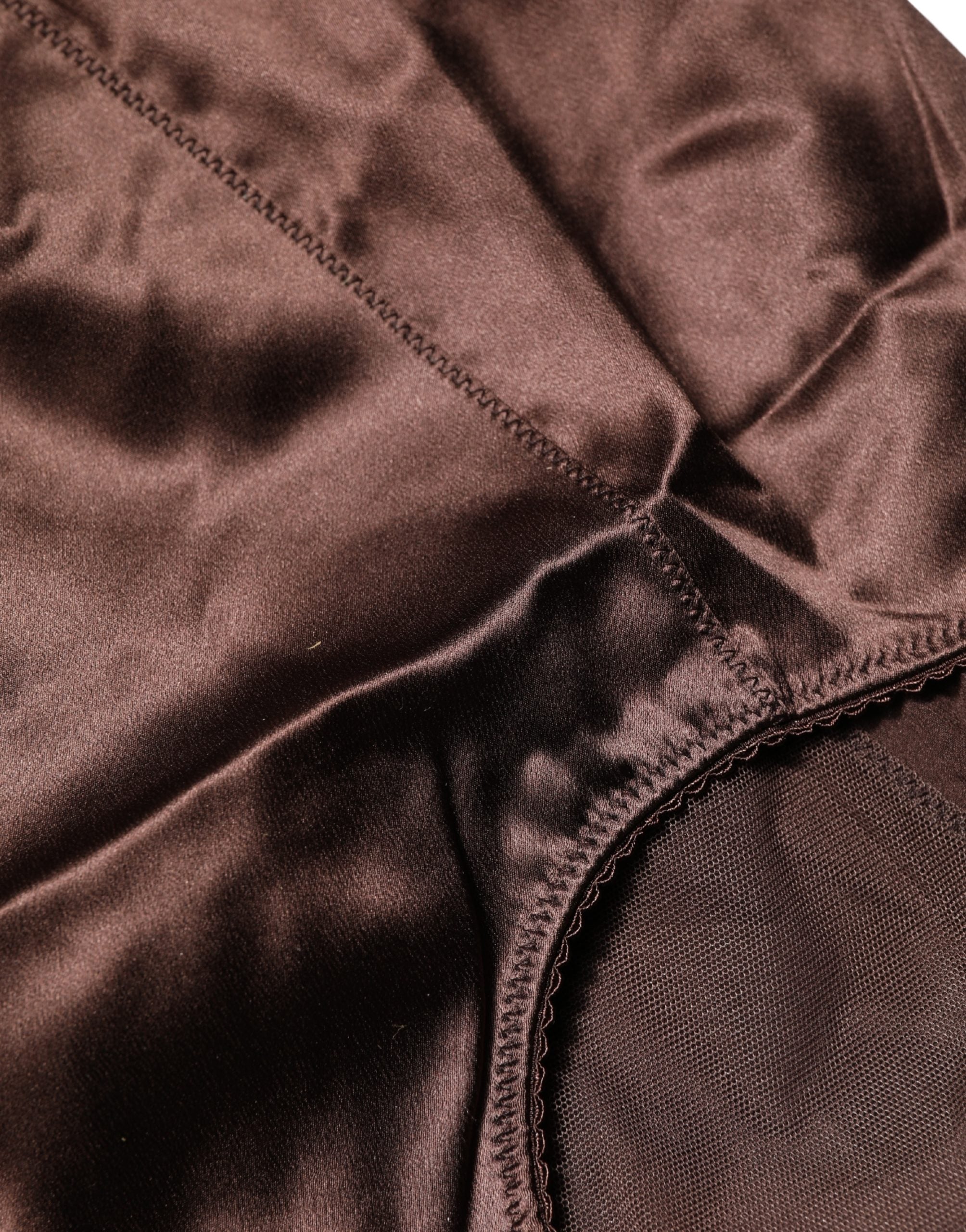 Sous-vêtement culotte gainante taille haute en soie mélangée marron Dolce & Gabbana