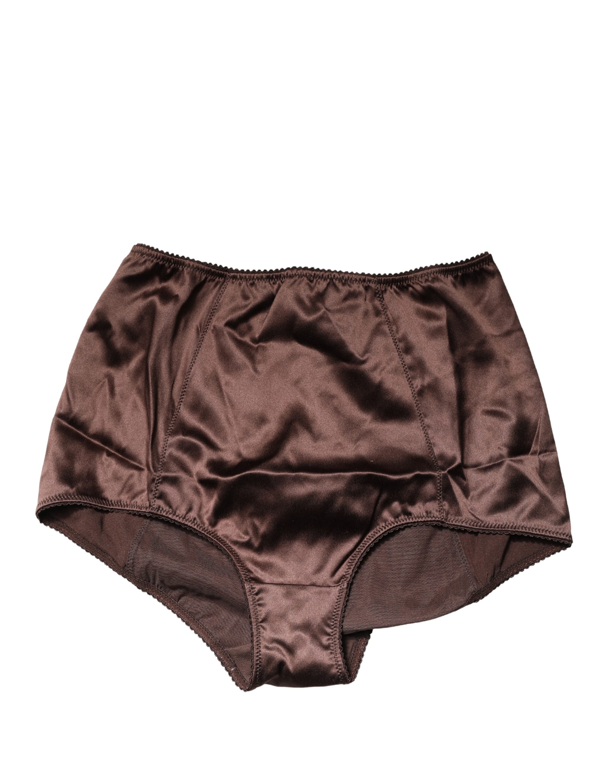 Sous-vêtement culotte gainante taille haute en soie mélangée marron Dolce & Gabbana