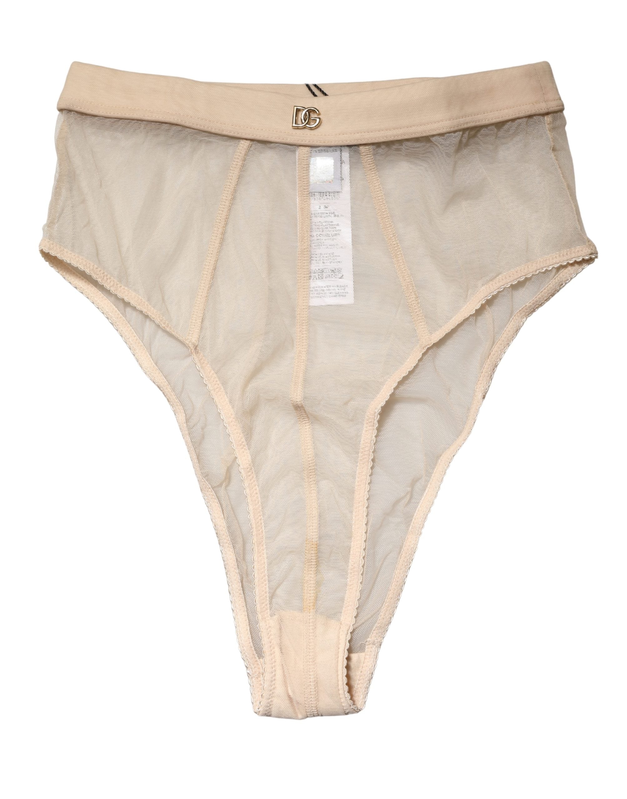 Culotte taille haute en mélange de soie beige Dolce & Gabbana