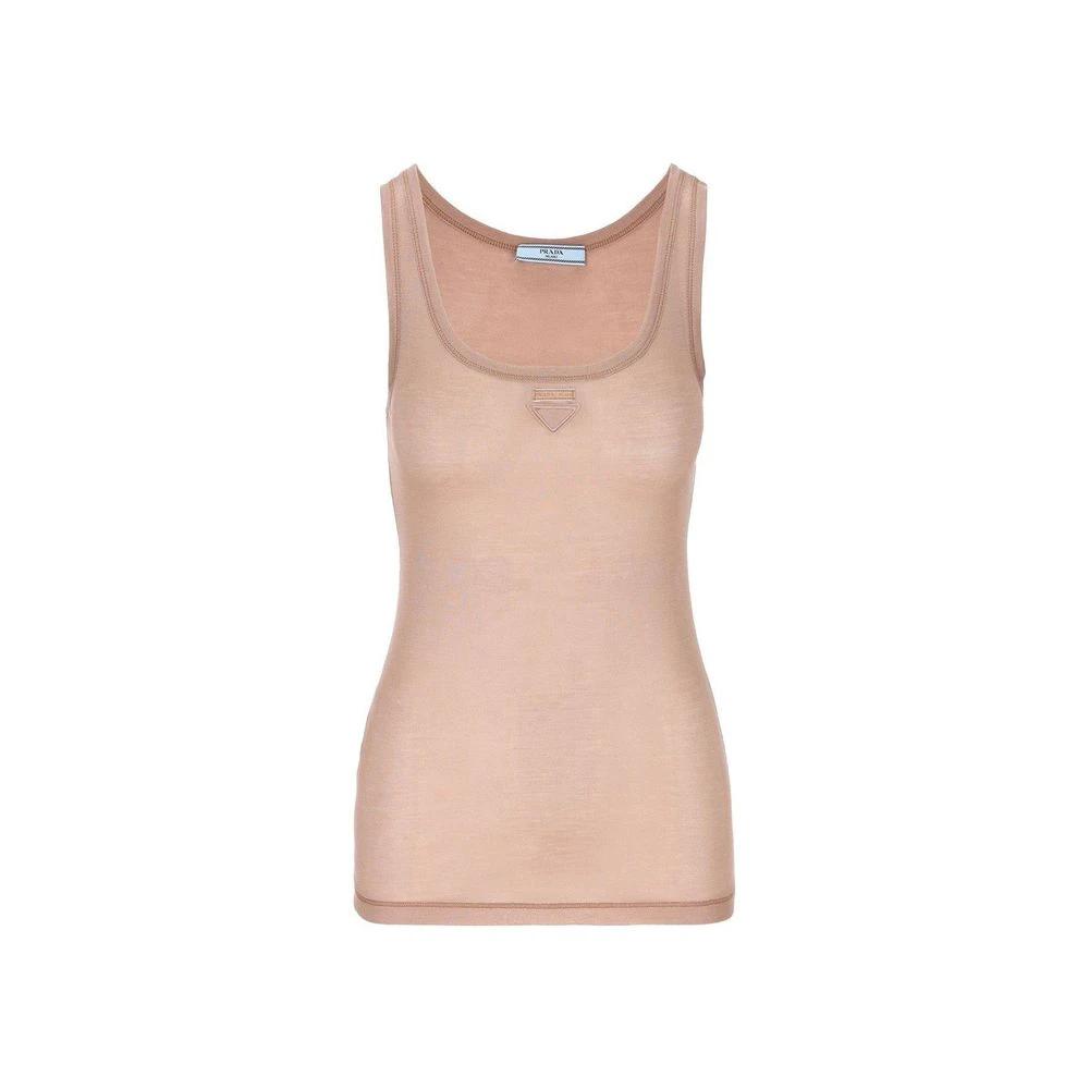 Débardeur en soie multicolore pour femme – Top transparent griffé Prada Fabriqué en Italie