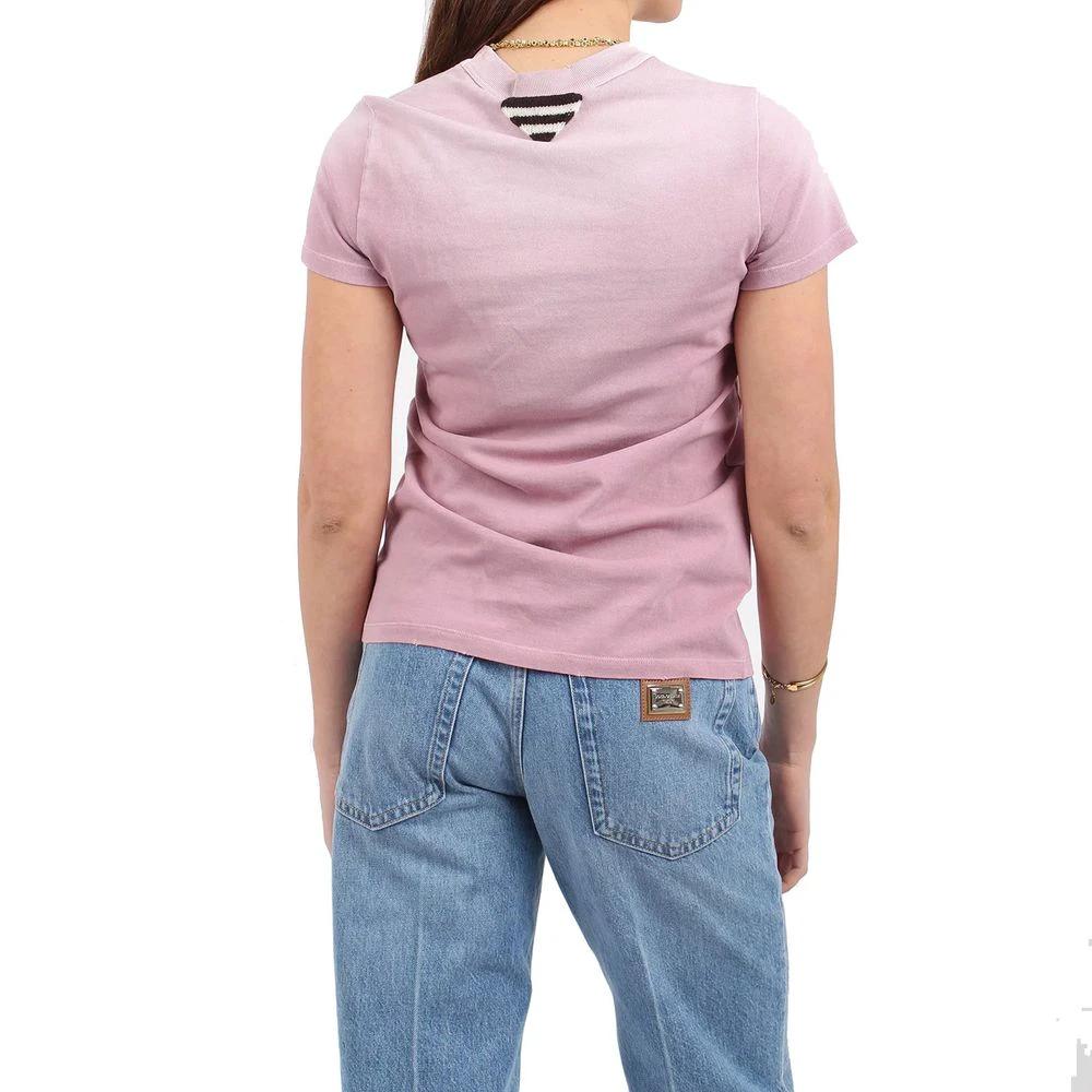 Women’s Multicolor Cotton T-Shirt – Prada Slim Fit Logo Designer Tee Made in Italy