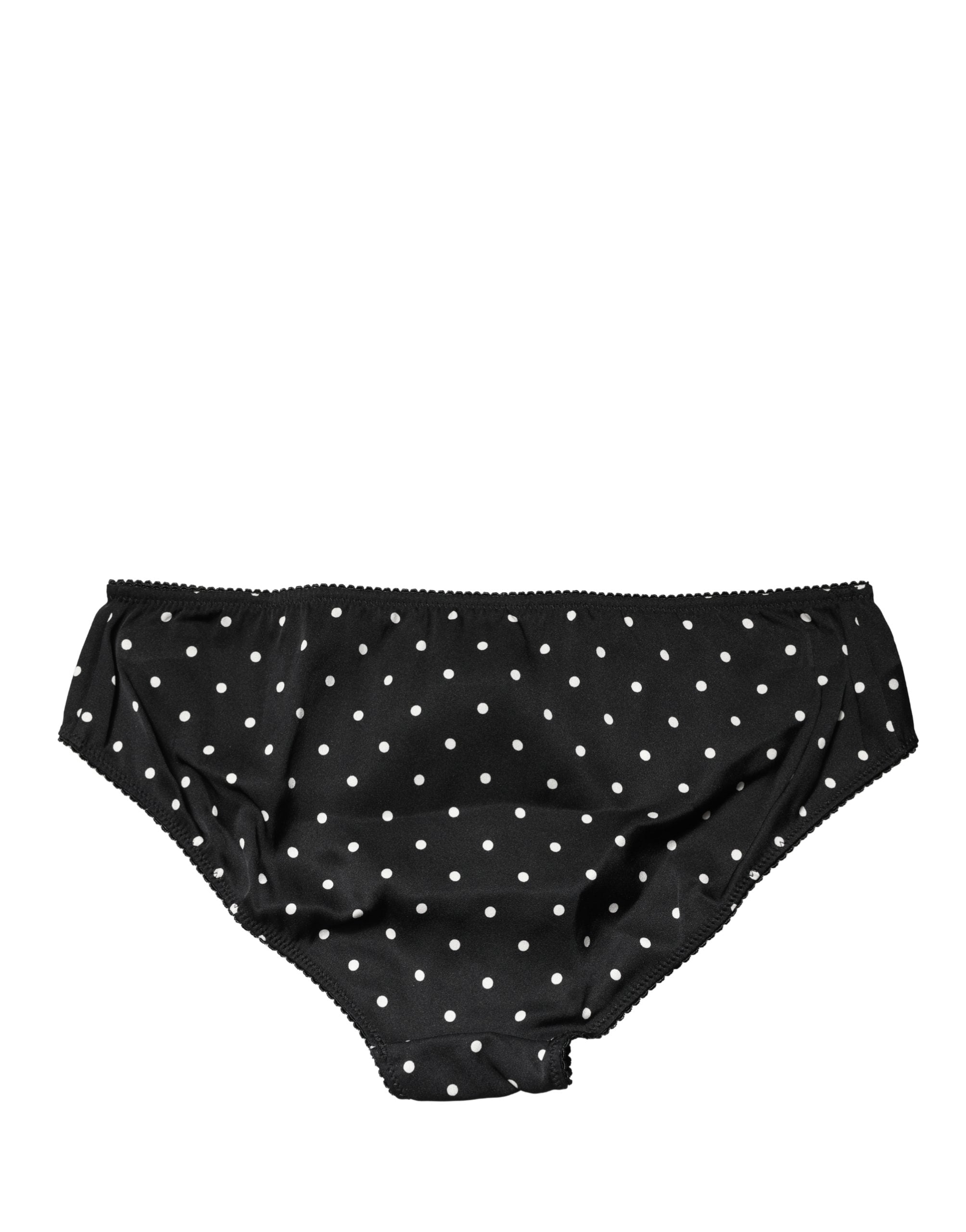 Sous-vêtement culotte mi-taille à pois noirs Dolce & Gabbana
