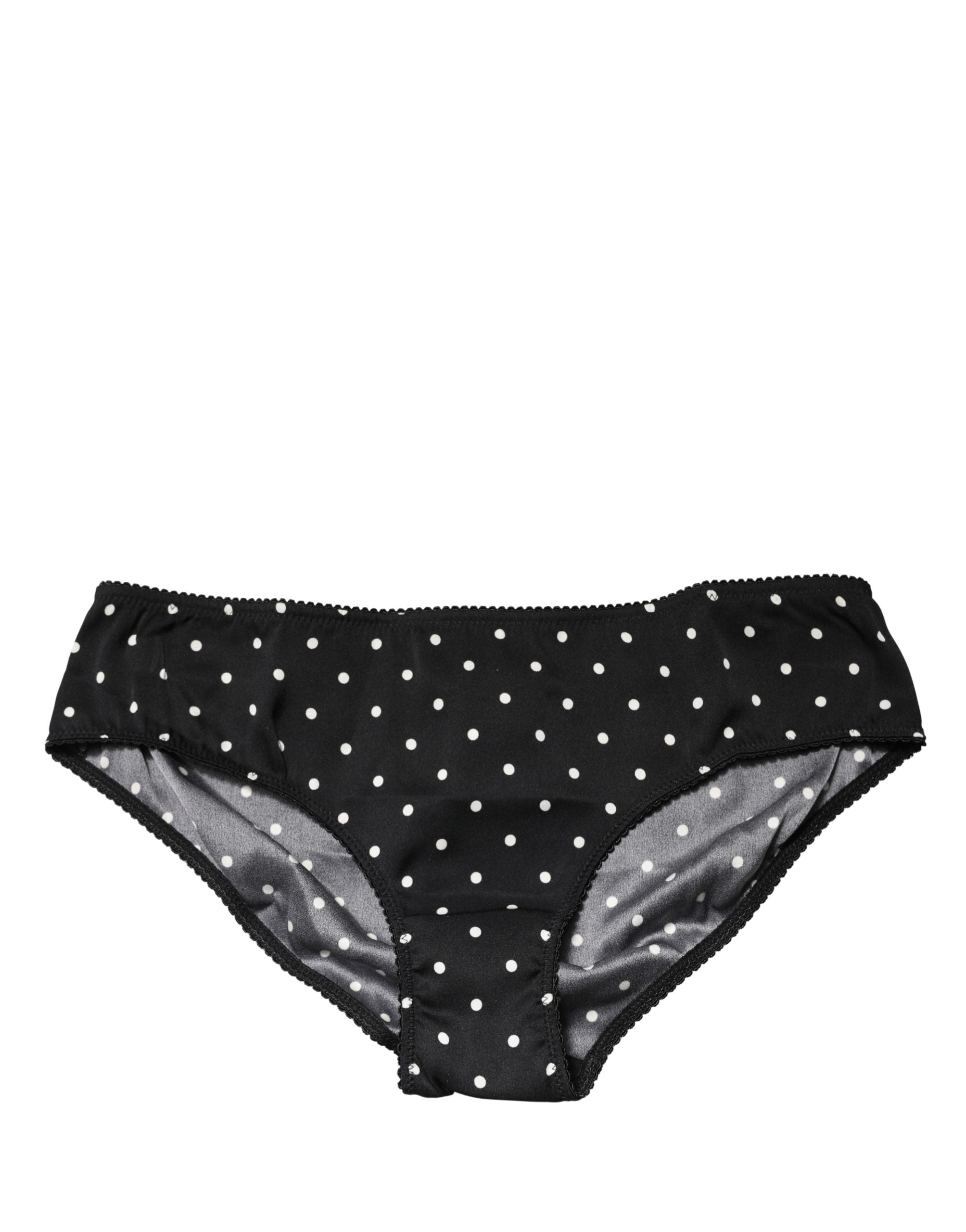 Sous-vêtement culotte mi-taille à pois noirs Dolce & Gabbana