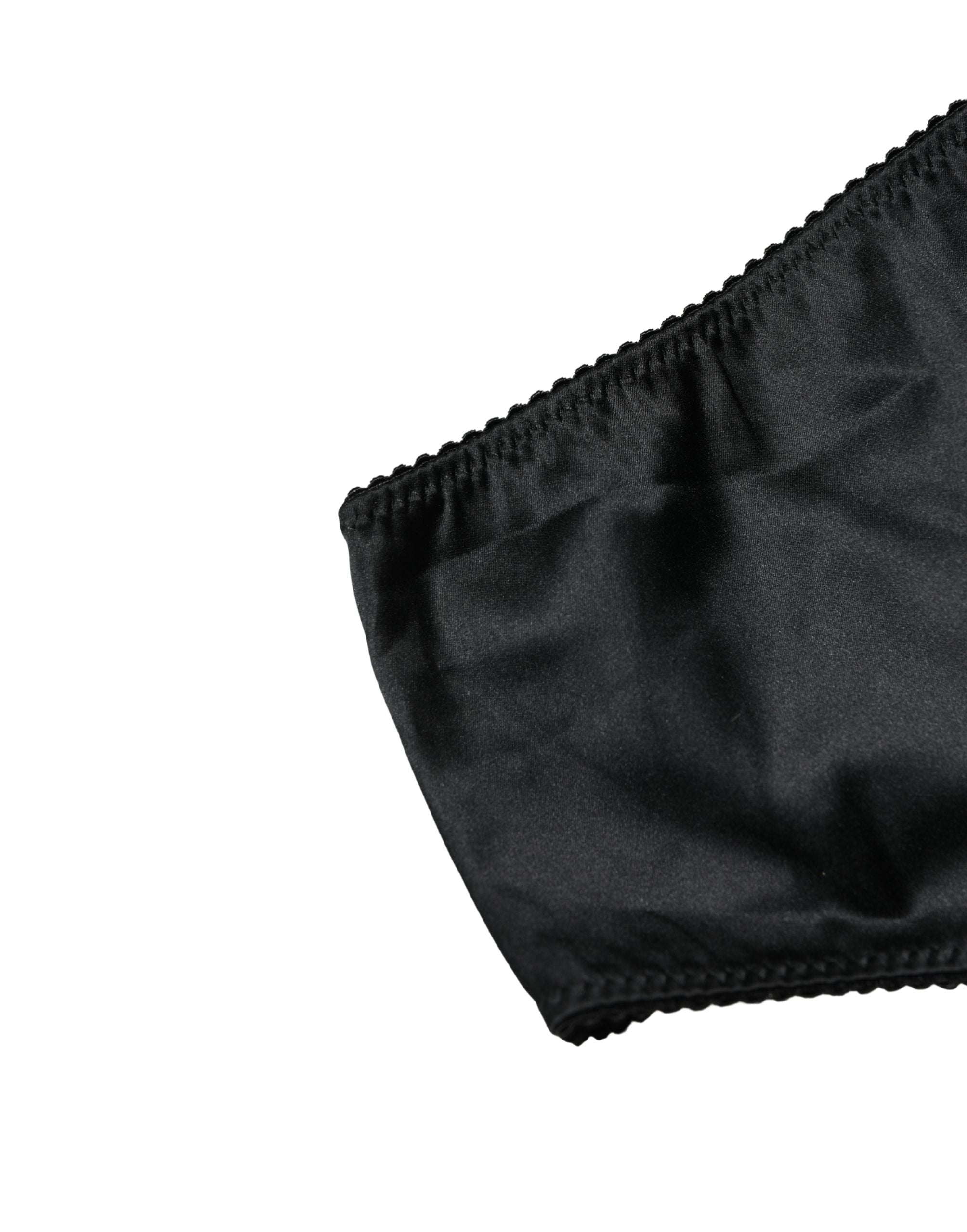 Culotte de sous-vêtements Dolce & Gabbana en soie noire extensible taille mi-basse