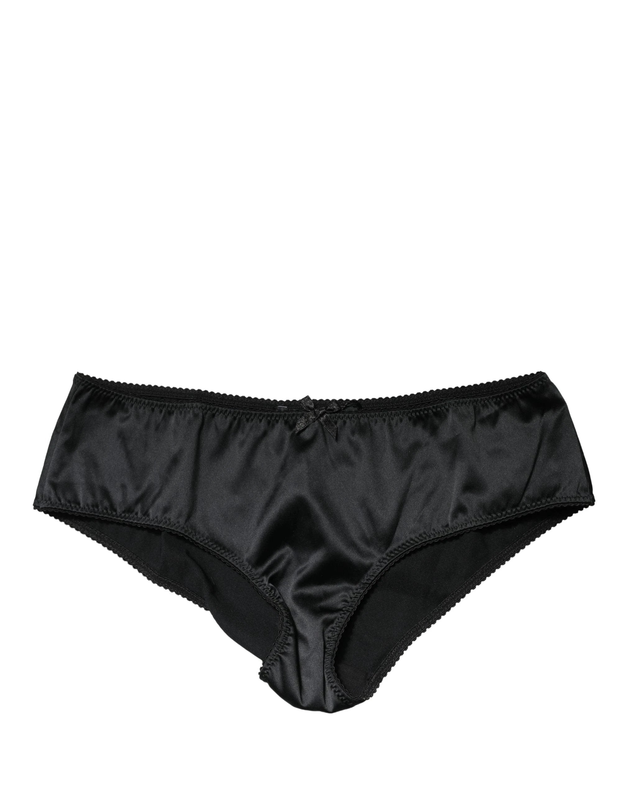Culotte de sous-vêtements Dolce & Gabbana en soie noire extensible taille mi-basse