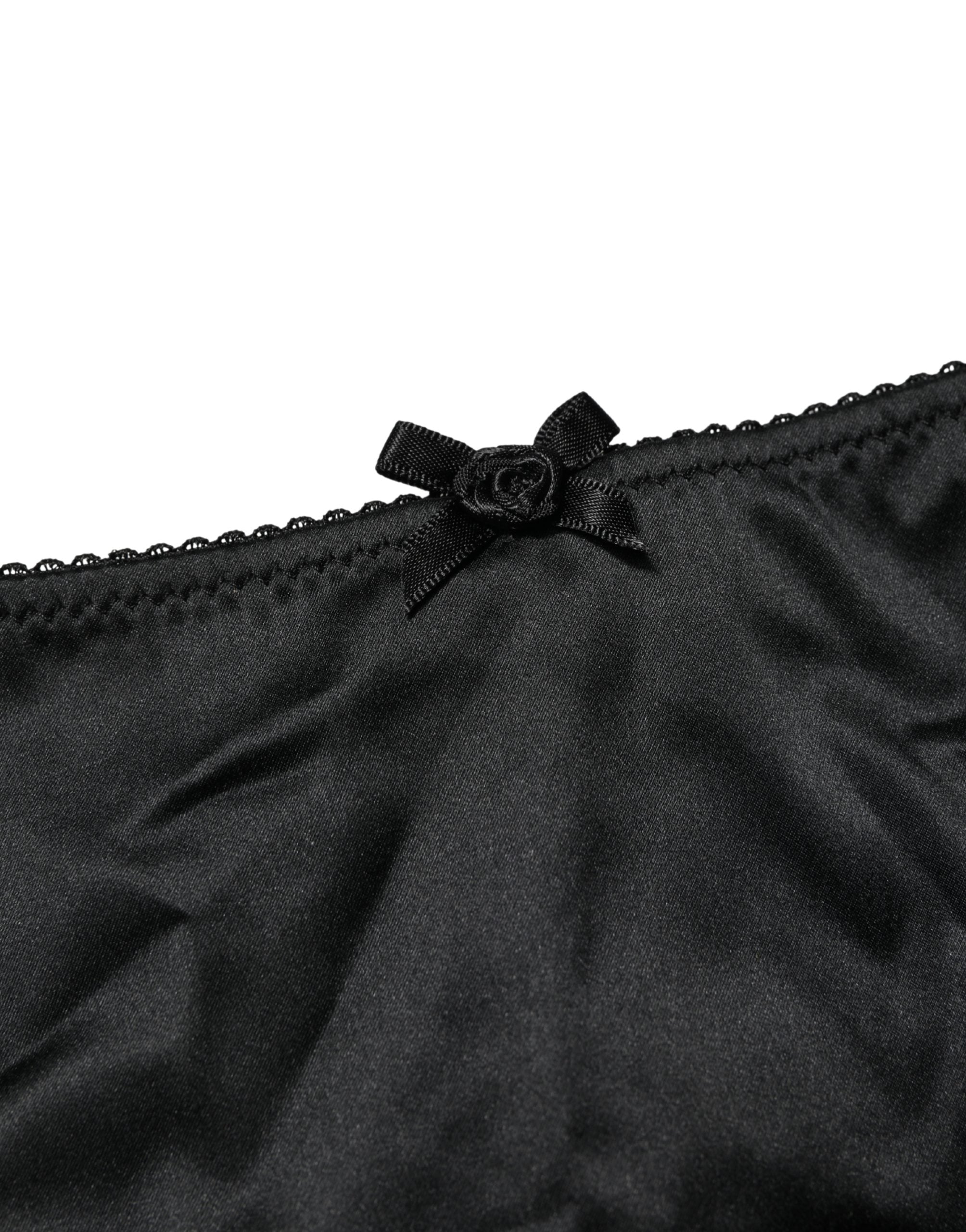 Slip taille mi-haute Dolce & Gabbana en soie noire extensible