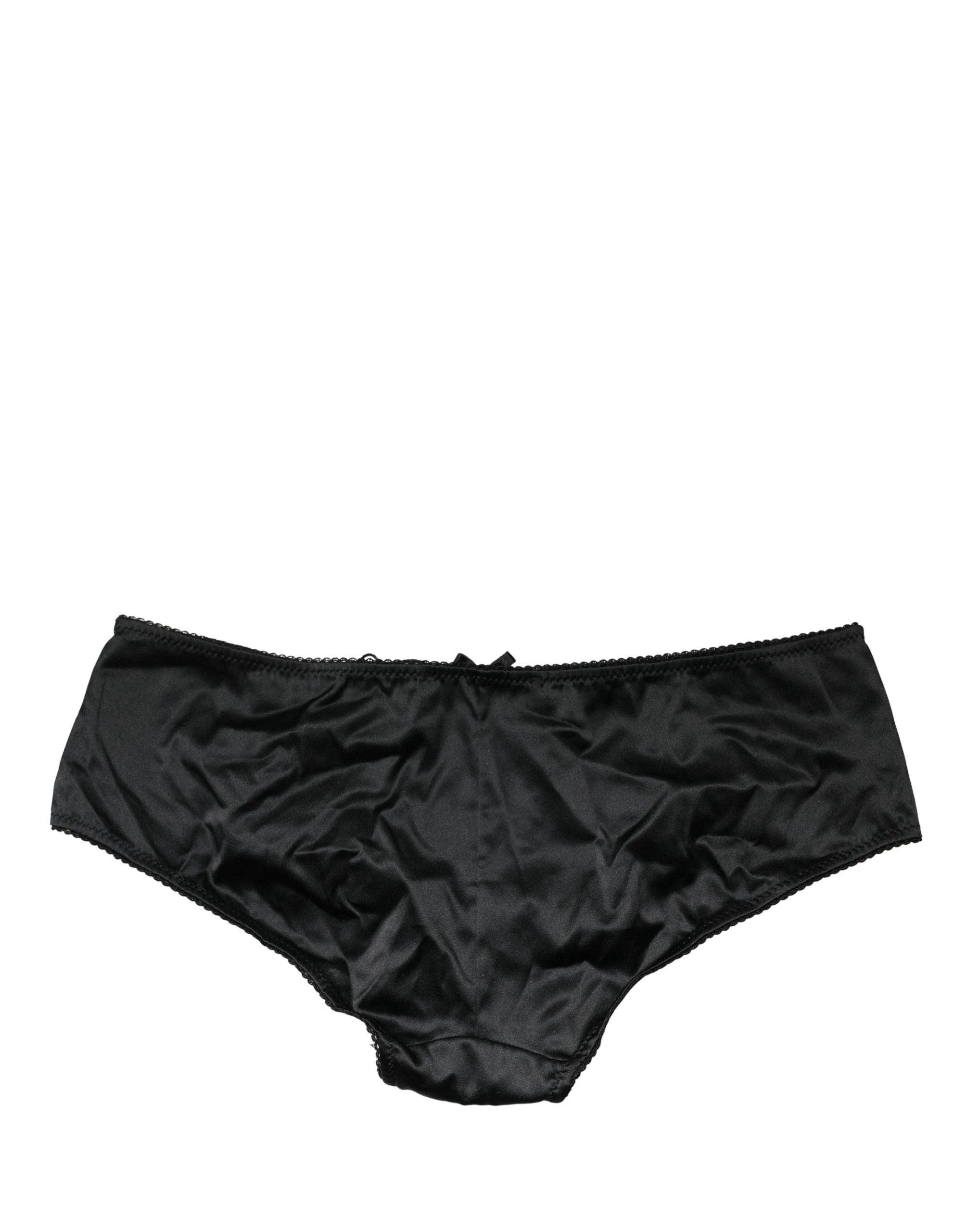 Slip taille mi-haute Dolce & Gabbana en soie noire extensible