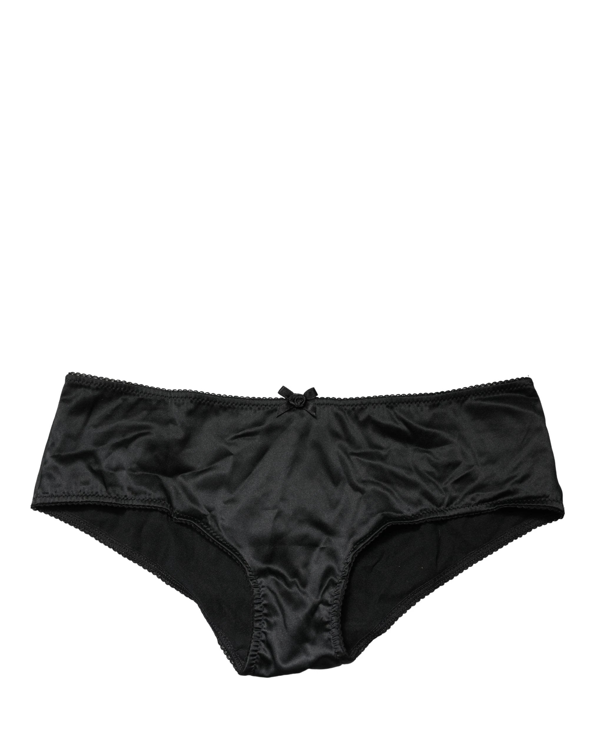 Slip taille mi-haute Dolce & Gabbana en soie noire extensible