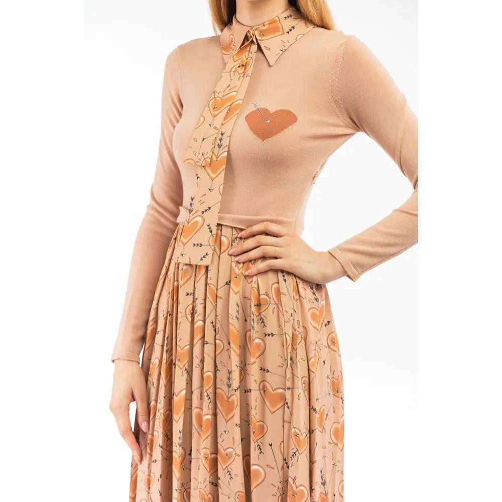 Robe en Laine Beige pour Femme – Elisabetta Franchi Élégante Teinte Phard