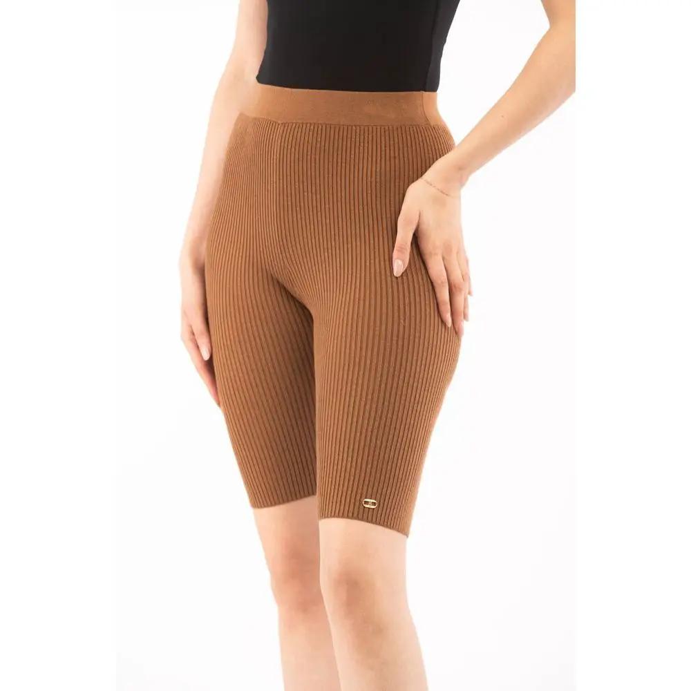 Short femme lyocell soie marron – Elisabetta Franchi chic été