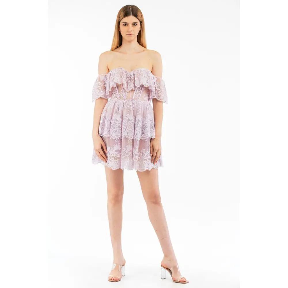 Women’s Glicine Blue Dress – Elisabetta Franchi Polyamide Cotton Chic Dress