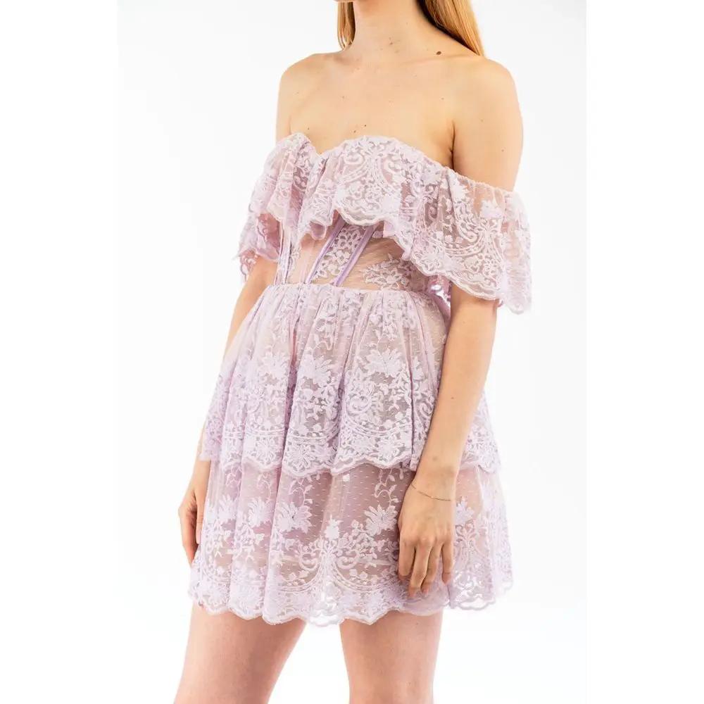 Women’s Glicine Blue Dress – Elisabetta Franchi Polyamide Cotton Chic Dress