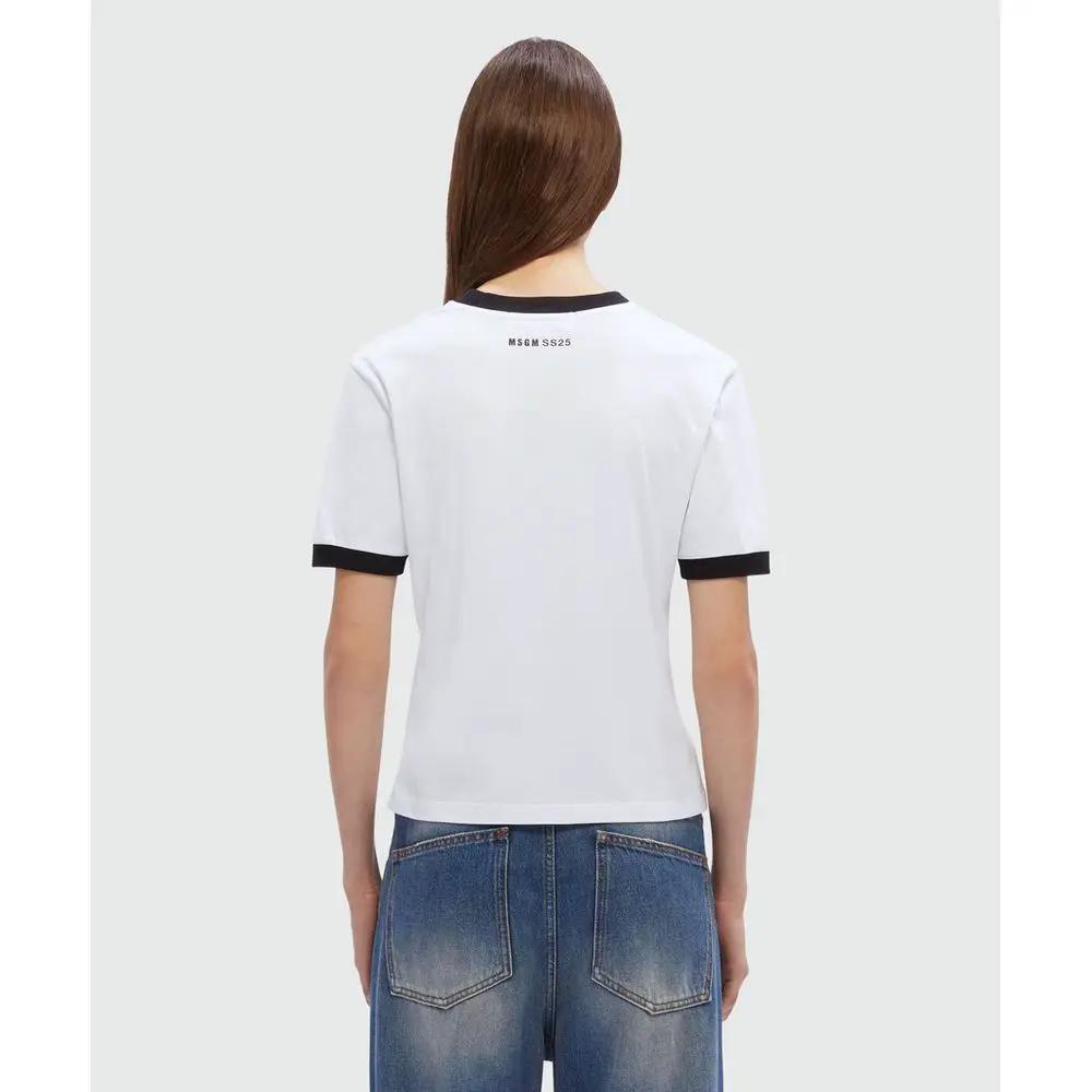 MSGM White Cotton T-Shirt
