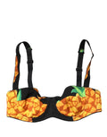 Soutien-gorge balconnet Dolce & Gabbana en soie noire imprimé ananas