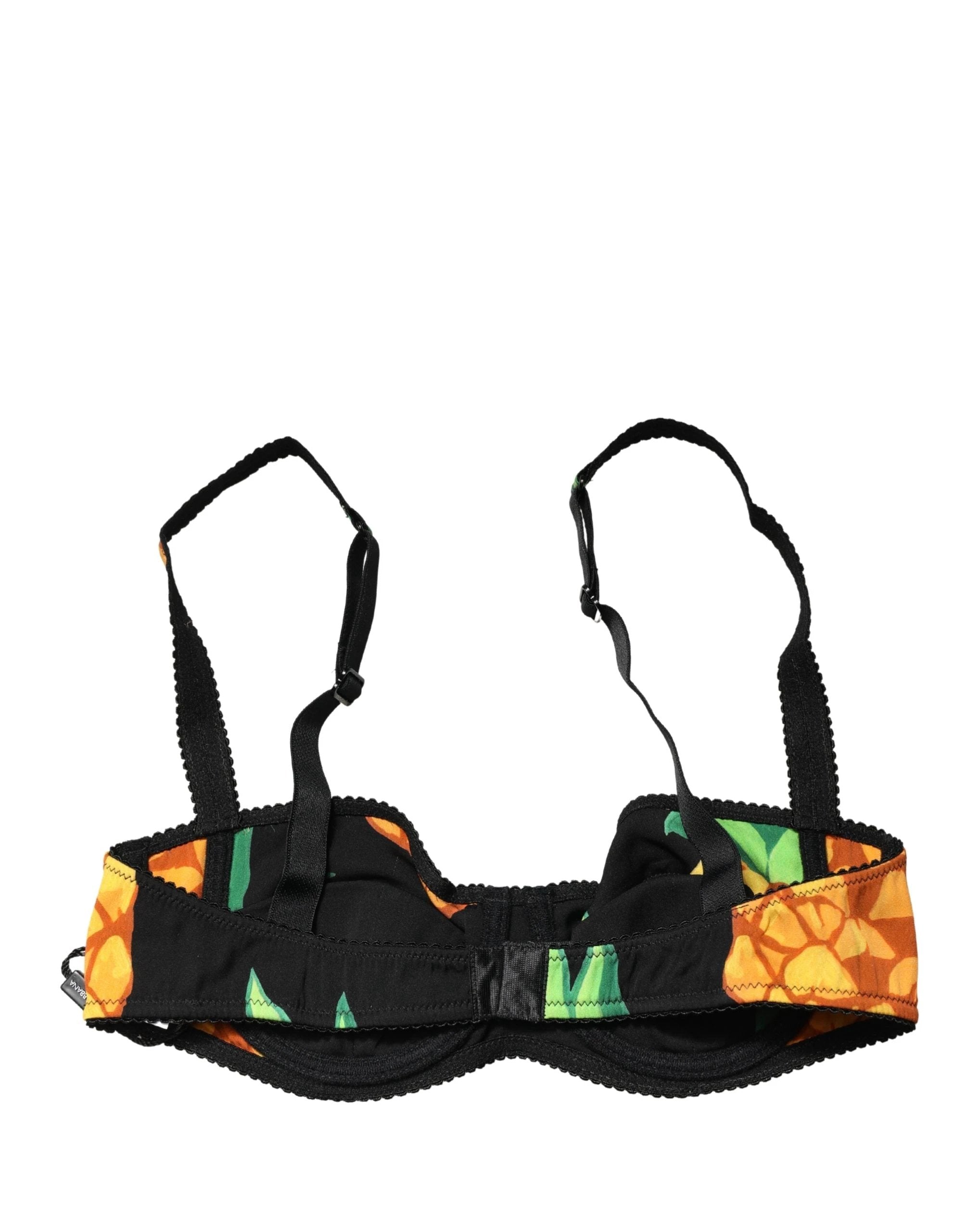 Soutien-gorge balconnet Dolce & Gabbana en soie noire imprimé ananas
