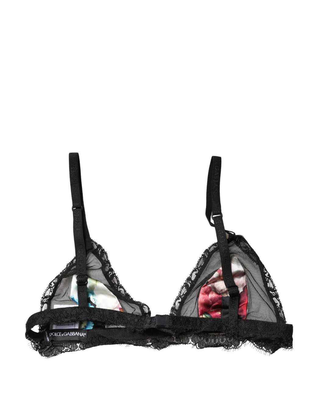 Soutien-gorge triangle sans armatures à motif floral noir Dolce & Gabbana