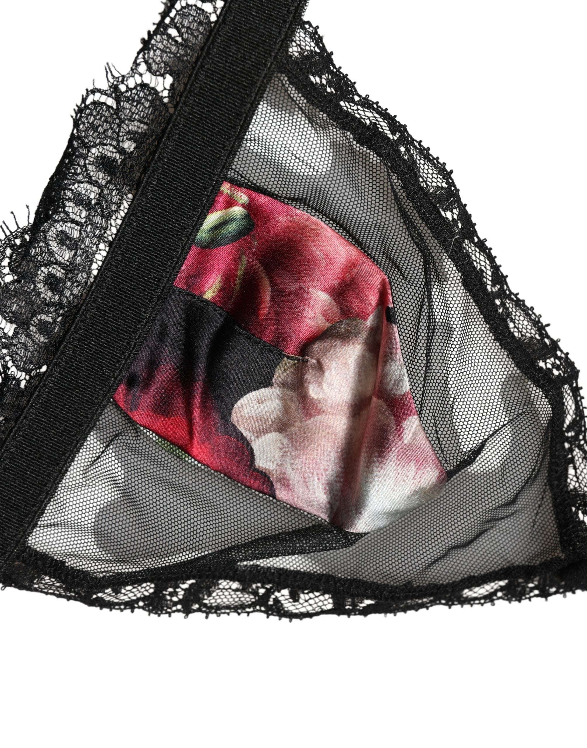 Soutien-gorge triangle sans armatures à motif floral noir Dolce & Gabbana