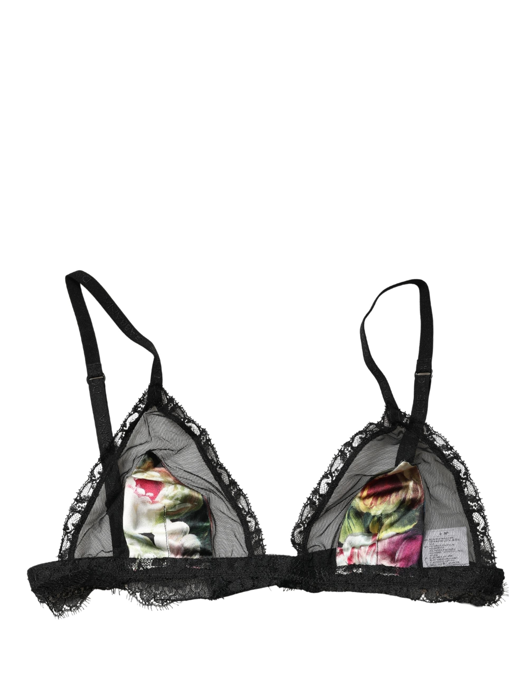 Soutien-gorge triangle sans armatures à motif floral noir Dolce & Gabbana