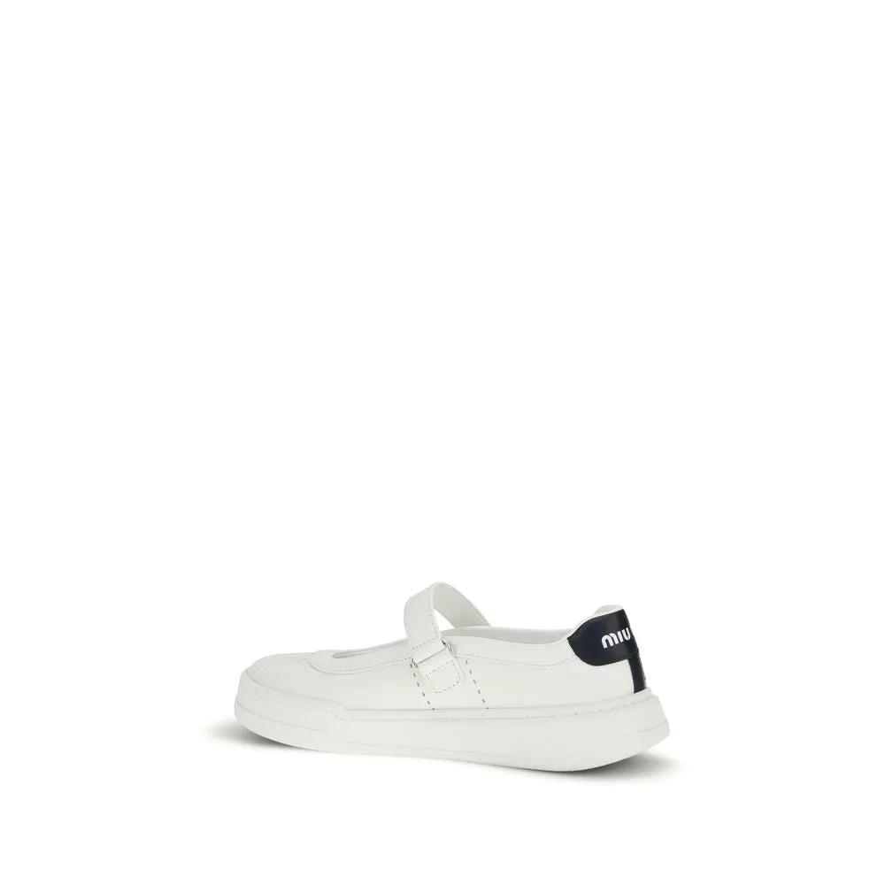 Miu Miu Ballerines en Cuir de Veau Blanc
