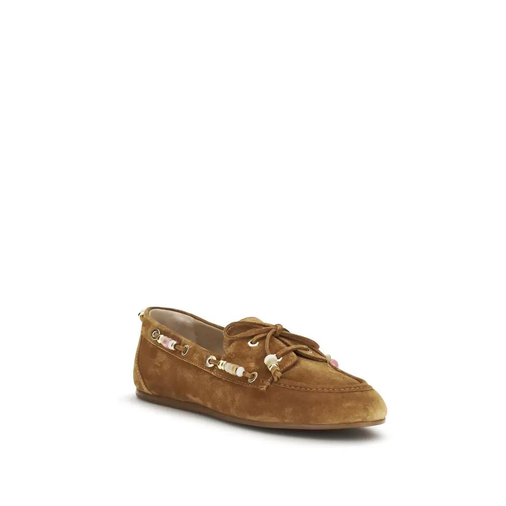 Stuart Weitzman Brown Calf Leather Bos Taurus Slip-On Loafers