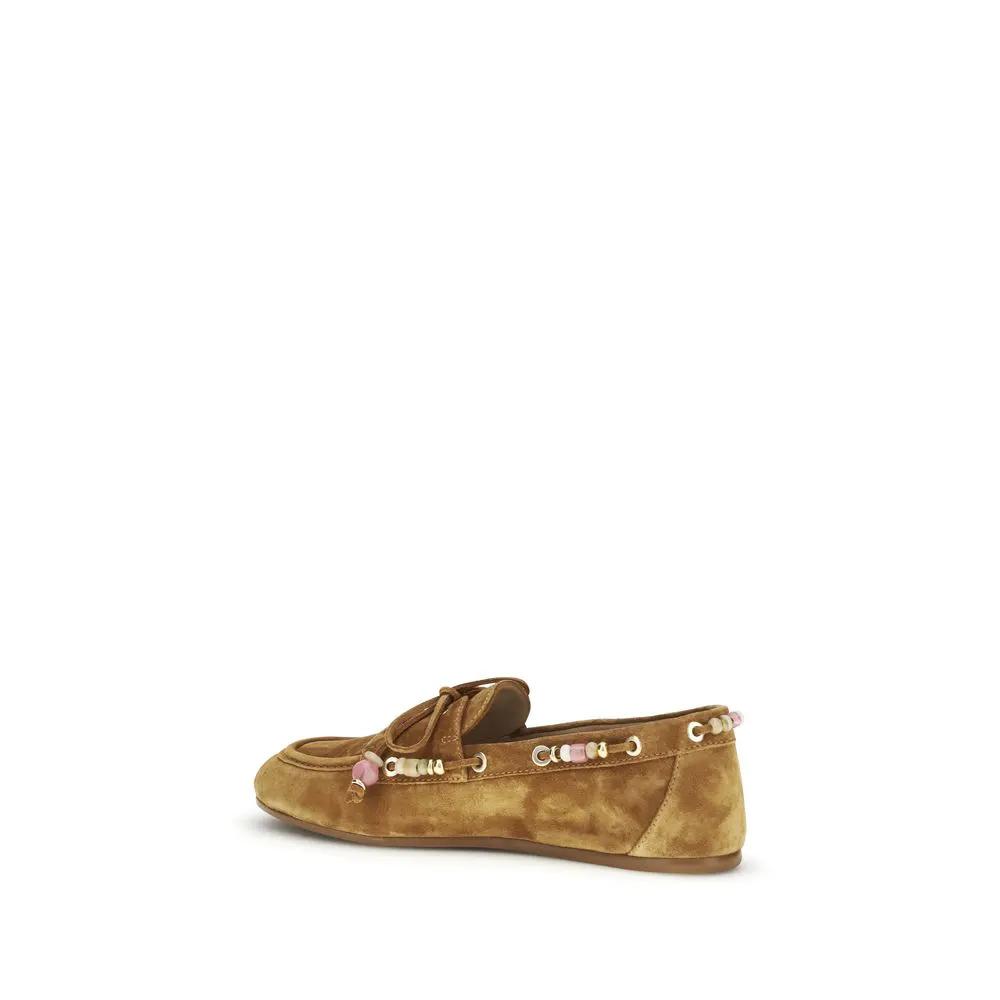 Stuart Weitzman Brown Calf Leather Bos Taurus Slip-On Loafers