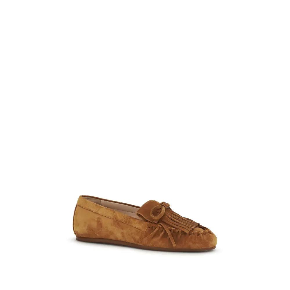 Stuart Weitzman Brown Calf Leather Bos Taurus Slip-On Loafers
