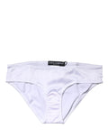 Dolce & Gabbana White Silk Stretch Mid Waist Brief Panty Underwear