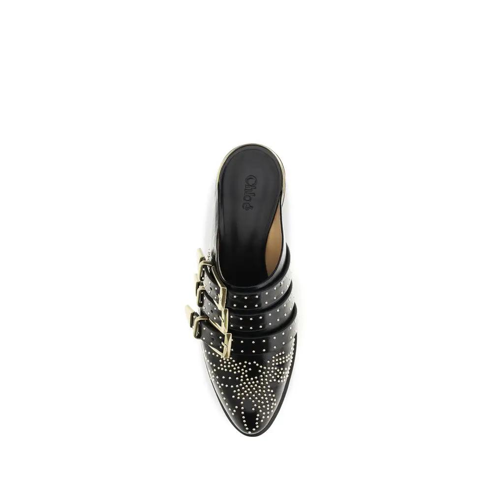 Chloé Black Calf Leather Bos Taurus Mules