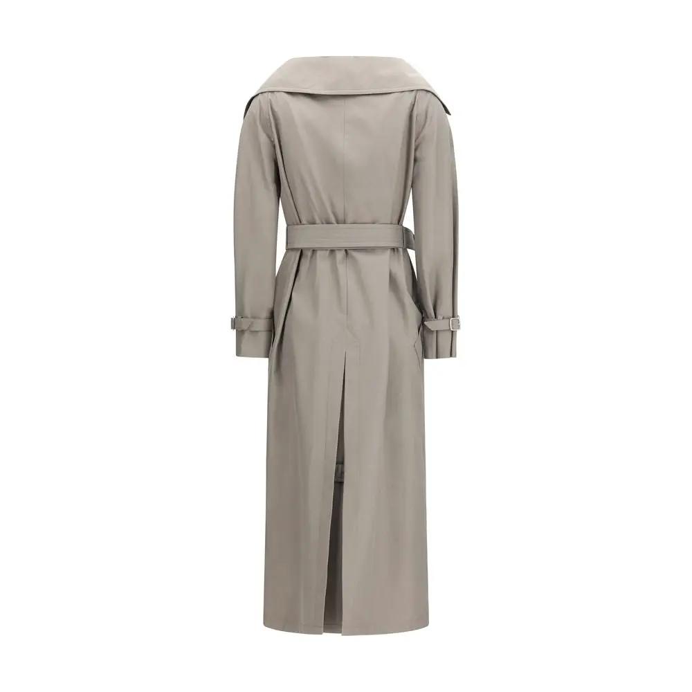 Max Mara Gray Cotton Trench Coat