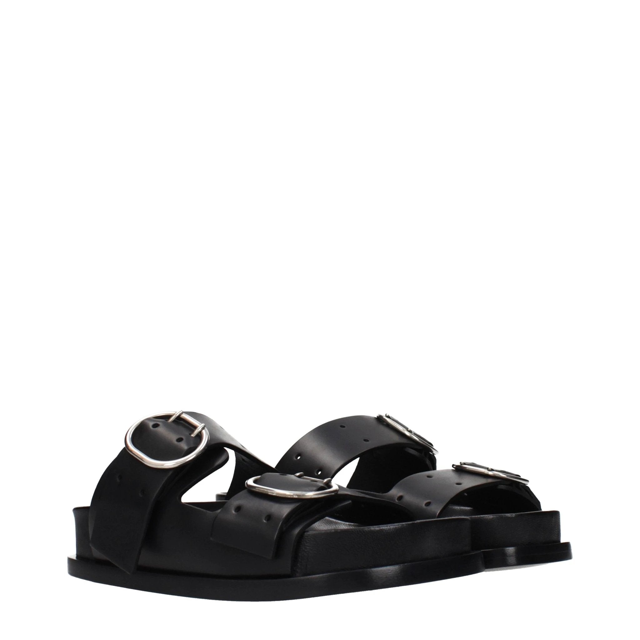 Jil Sander Black Leather Slippers