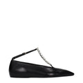Women’s Black Leather Ballet Flats – Jil Sander Minimalist Designer Shoes