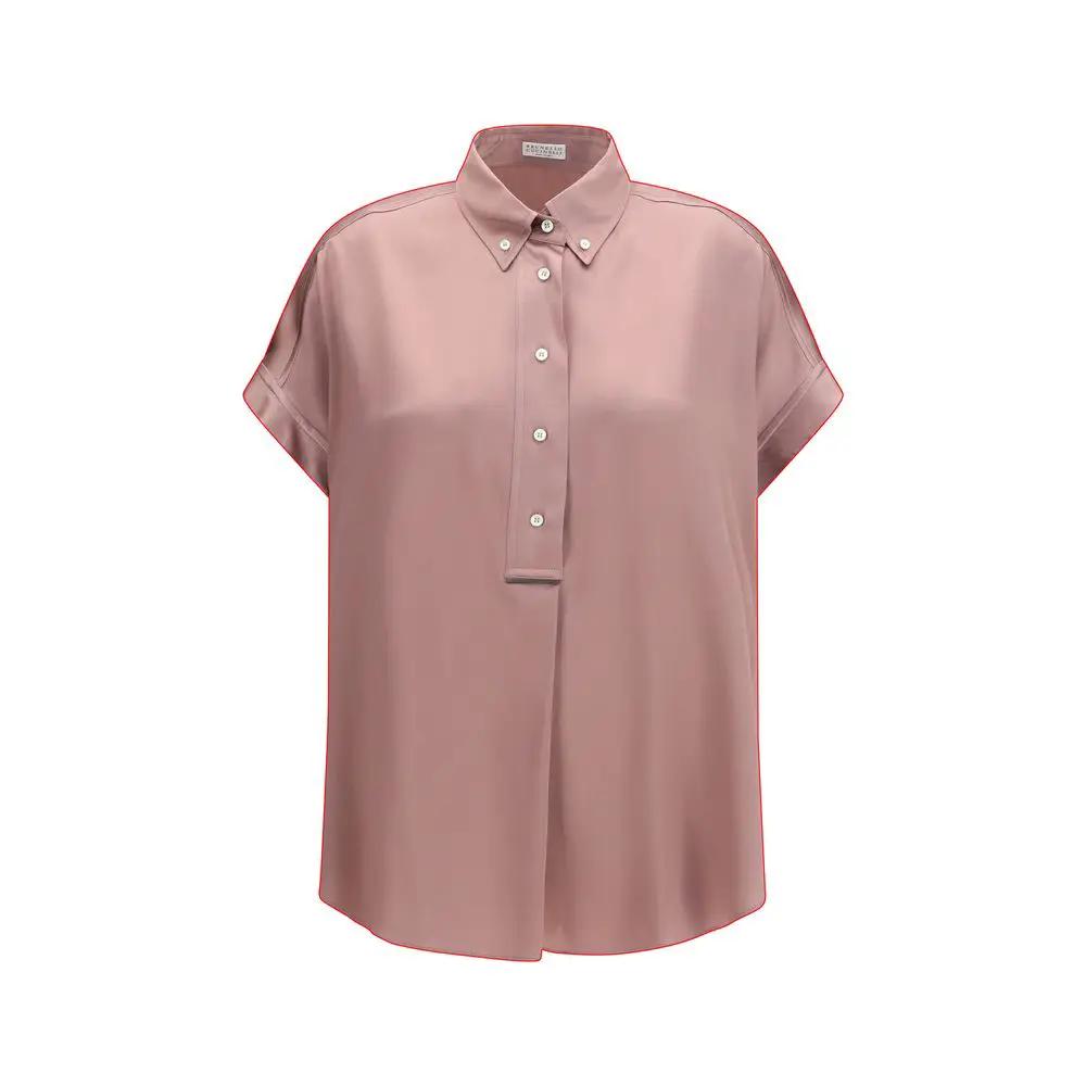 Chemise Brunello Cucinelli en soie multicolore à manches courtes
