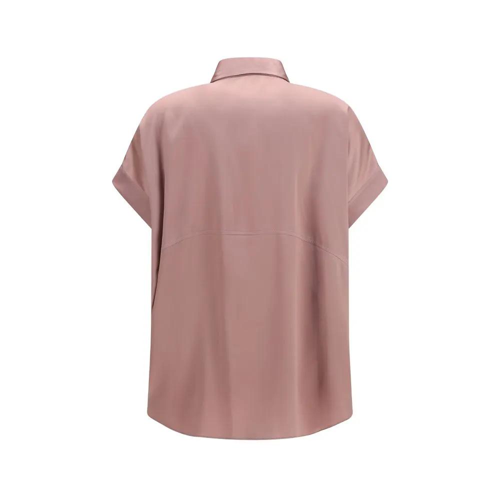 Chemise Brunello Cucinelli en soie multicolore à manches courtes