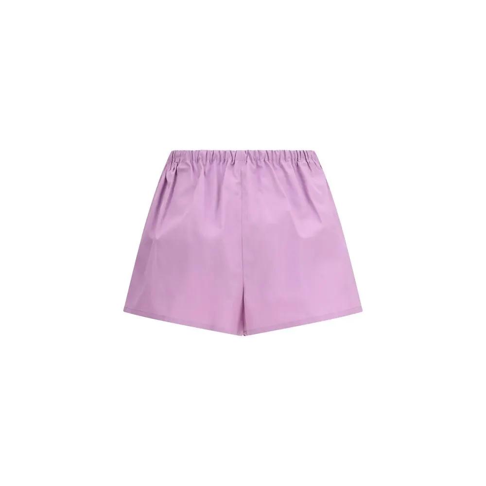 Short Bermuda Femme Coton Violet – Short Décontracté Logo Prada PE26