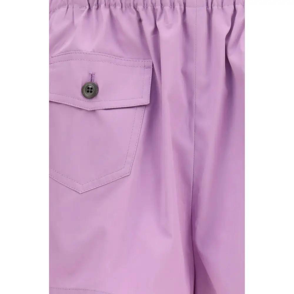 Short Bermuda Femme Coton Violet – Short Décontracté Logo Prada PE26