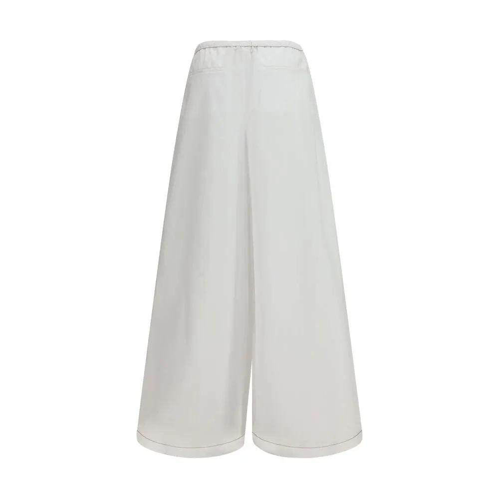 Women’s White Wide-Leg Cotton Pants – Marni Drawstring Casual Trousers SS26