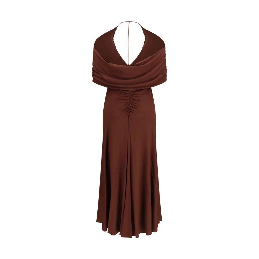 Self-Portrait Brown Viscose Casual Dress