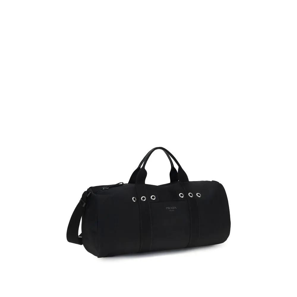 Sac de voyage en toile noire – Sac de week-end Prada Logo PE26