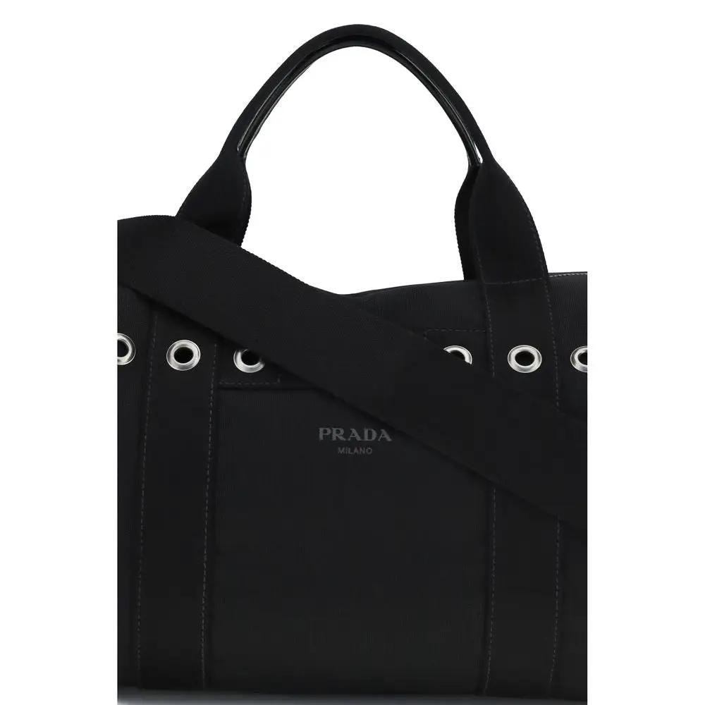 Sac de voyage en toile noire – Sac de week-end Prada Logo PE26
