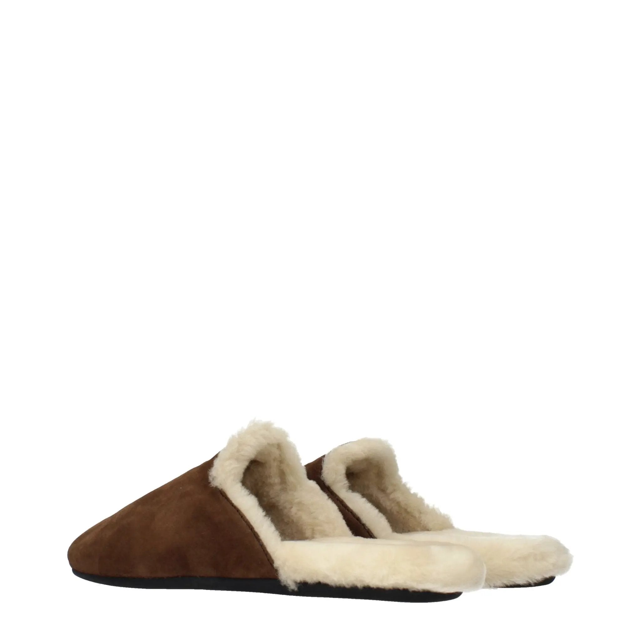 Pantoufles en cuir marron Prada