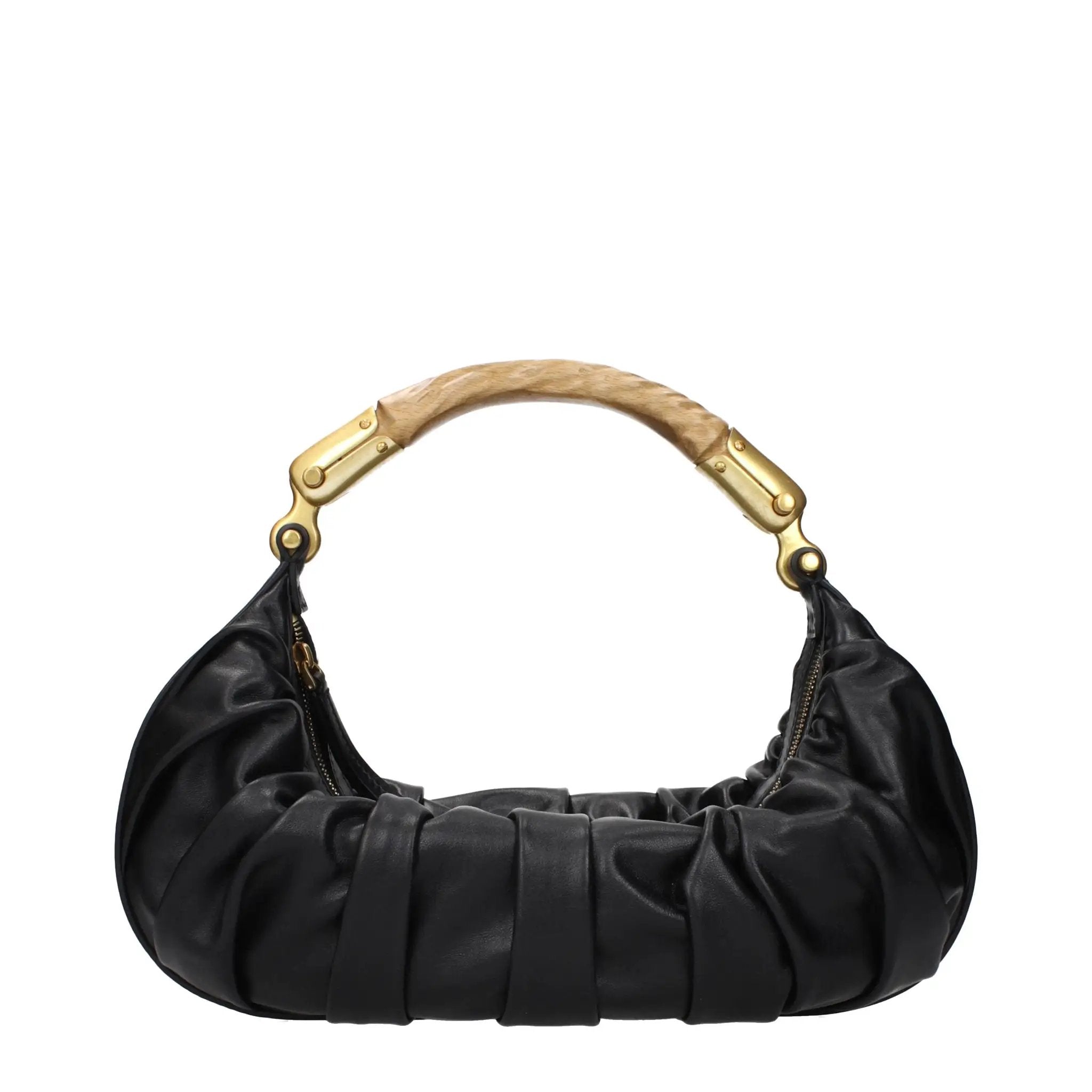 Women’s Black Leather Handbag – Balmain Vintage Effect Logo Bag