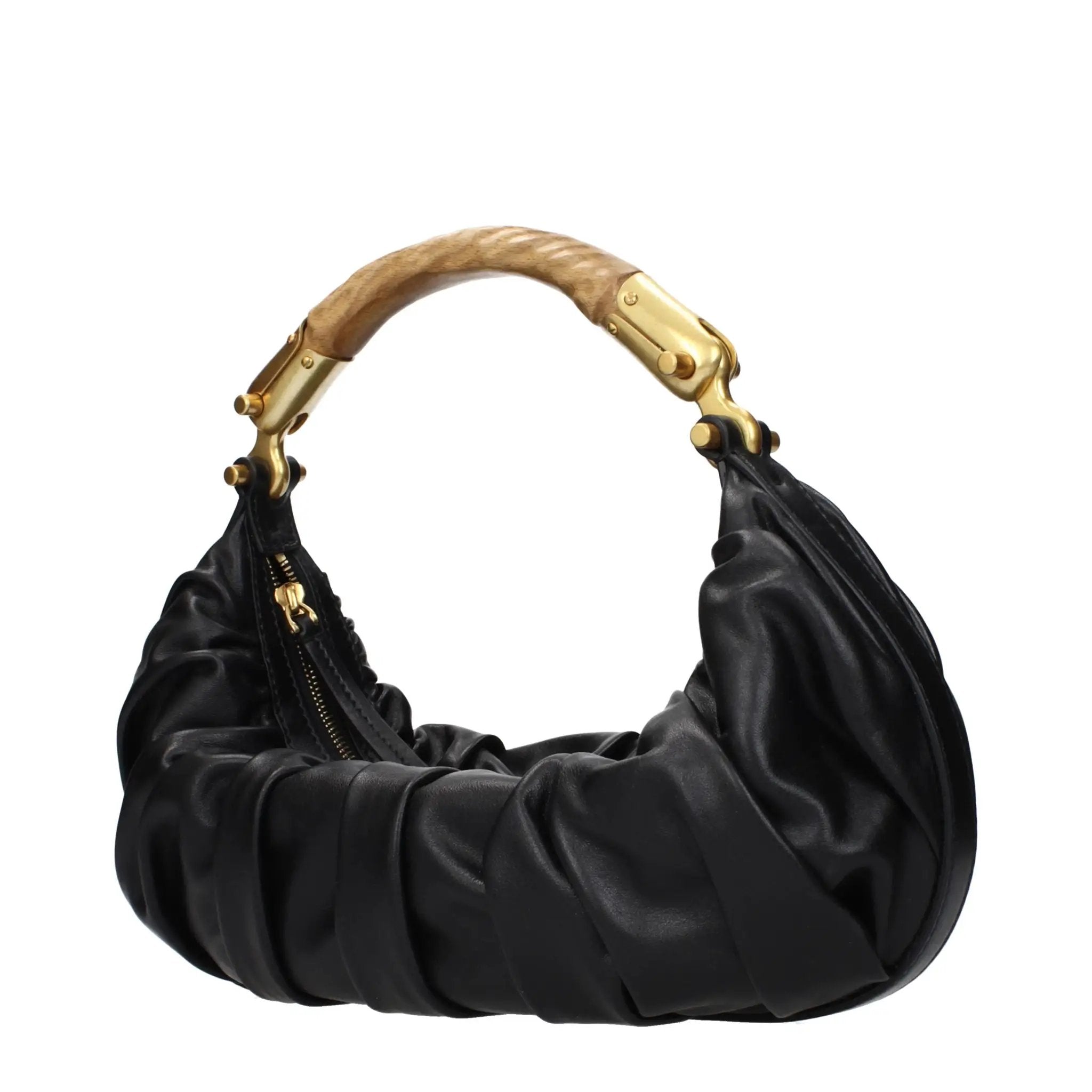 Women’s Black Leather Handbag – Balmain Vintage Effect Logo Bag