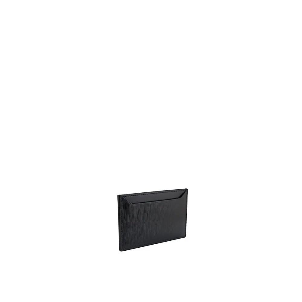 Porte-cartes Prada en cuir de veau noir