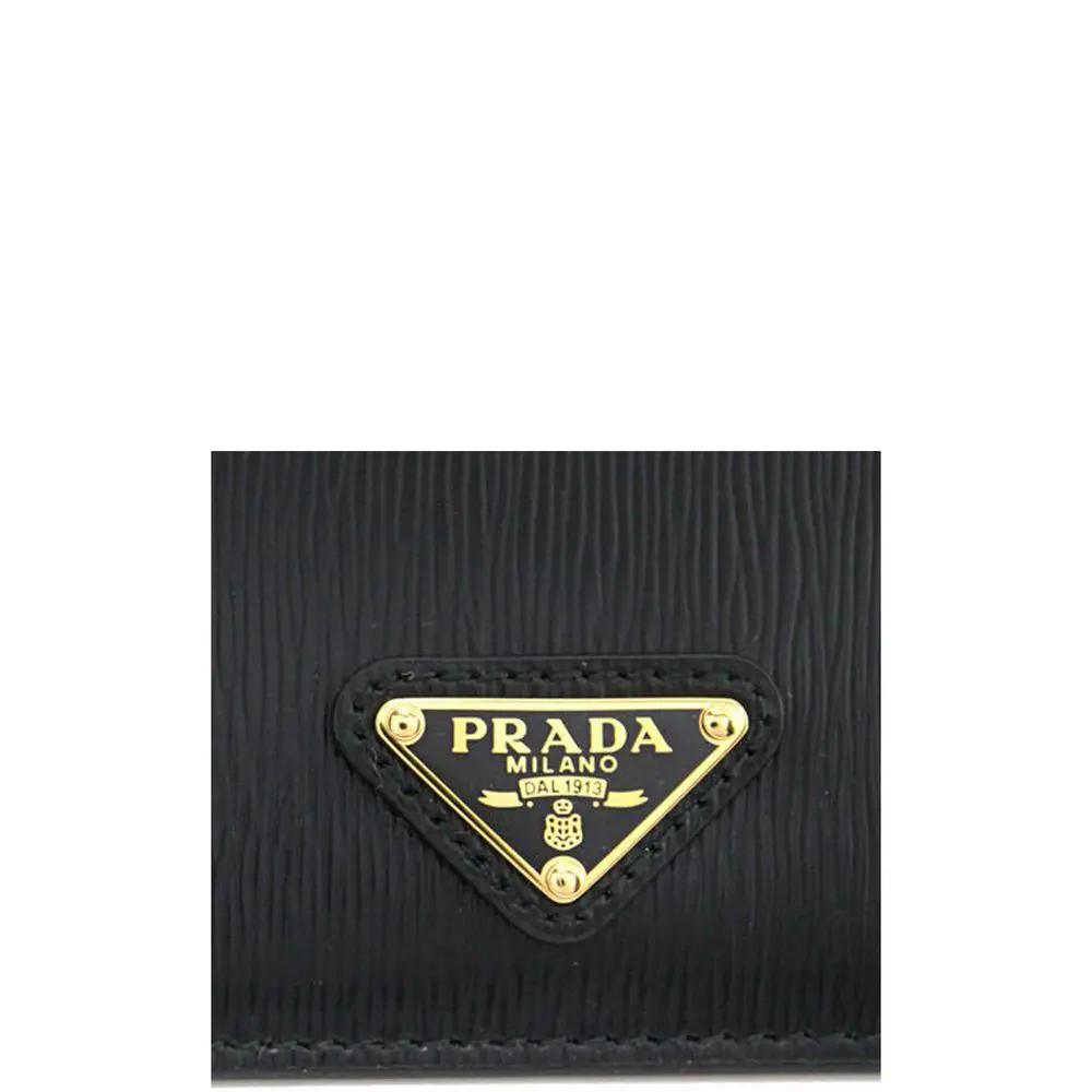 Porte-cartes Prada en cuir de veau noir